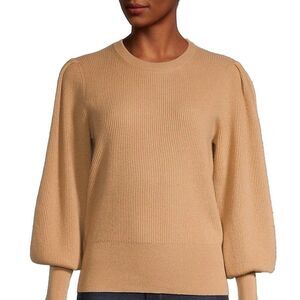 EN thread knit puff-Sleeve sweater BALASAM TAN